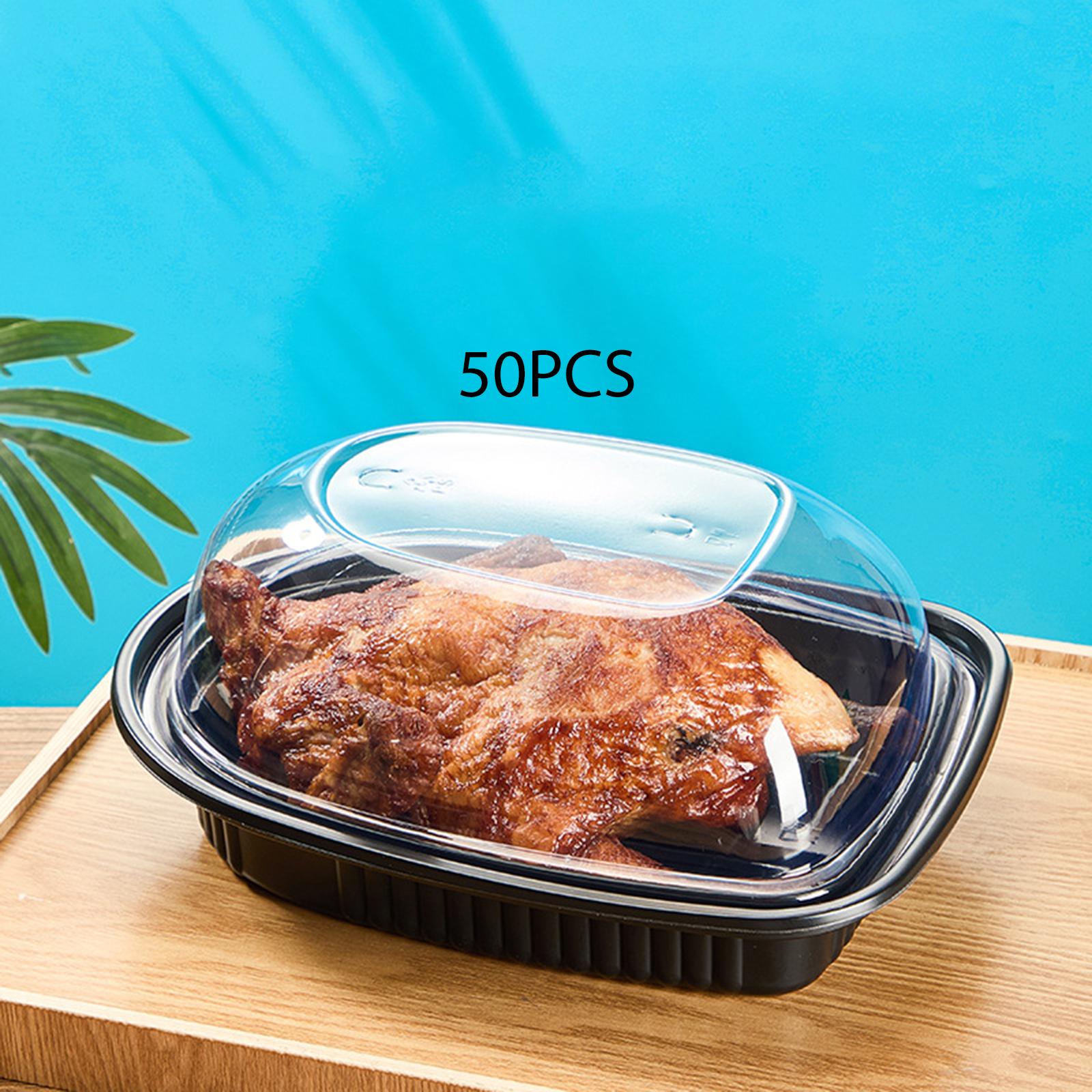 Meal Prep Rotisserie Chicken - 回転式チキンロースター用使い捨てテイクアウトボックス、大容量ミールプレップ保存容器、透明蓋付き、ケータリングやイベントに最適