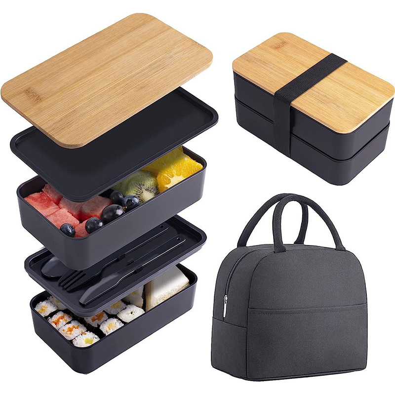 Meal Prep Rezepte - 積み重ね可能な弁当箱 調理器具付き 1200ML オールインワン食事準備コンパートメント ランチコンテナ 漏れ防止ランチボックス