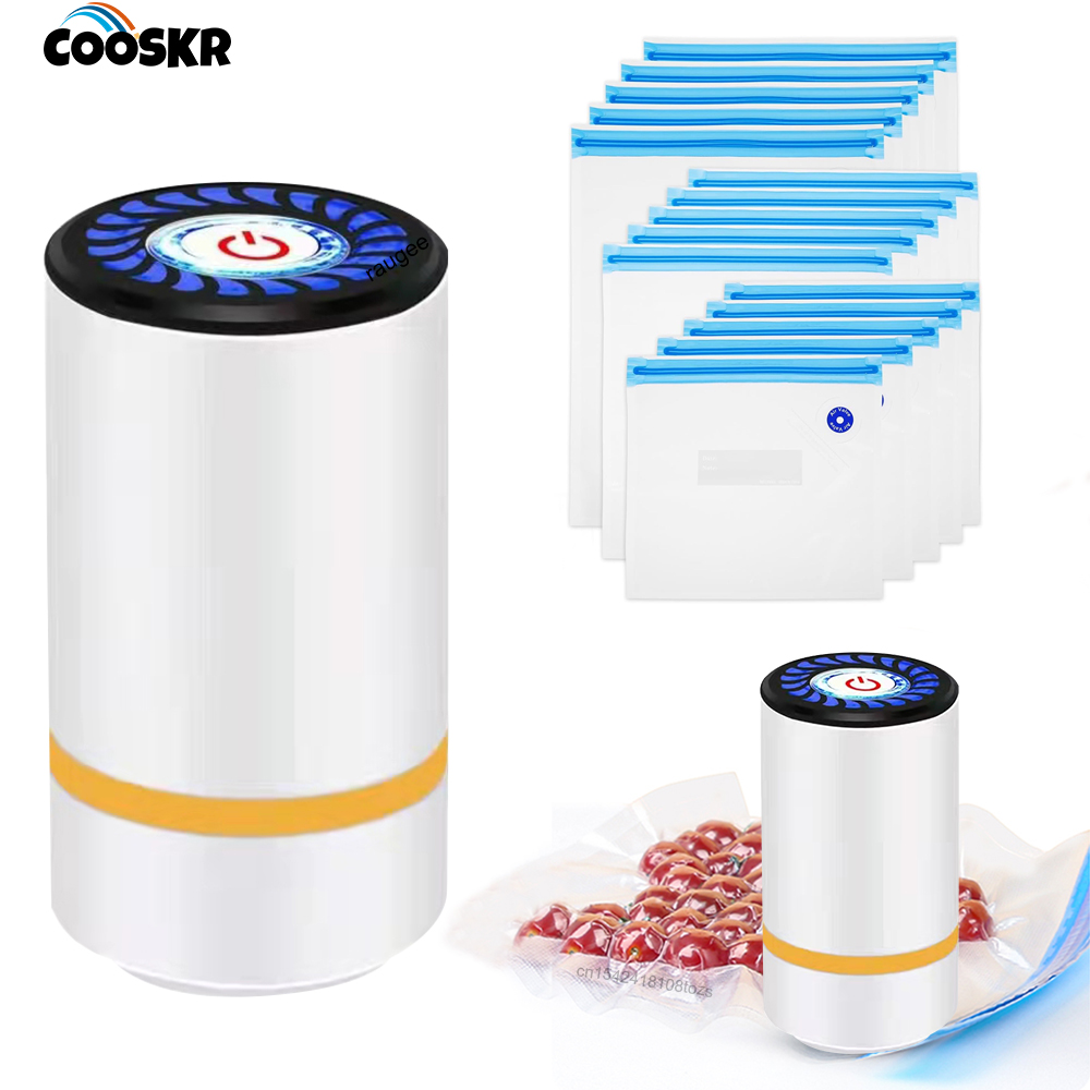 Meal Prep Vacuum Seal - 電動エアポンプ ハンドヘルド自動エアポンプ 食品鮮度保持 充電式真空シーラー BPAフリー真空包装袋付き