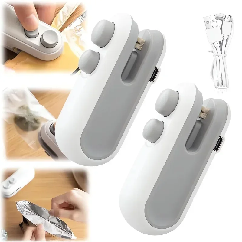 Meal Prep Vacuum Seal - ポータブルハンドヘルド真空食品プラスチックバッグシーラー、ミニシールカッティング、USB-C充電式バッグシーラー、2 in 1