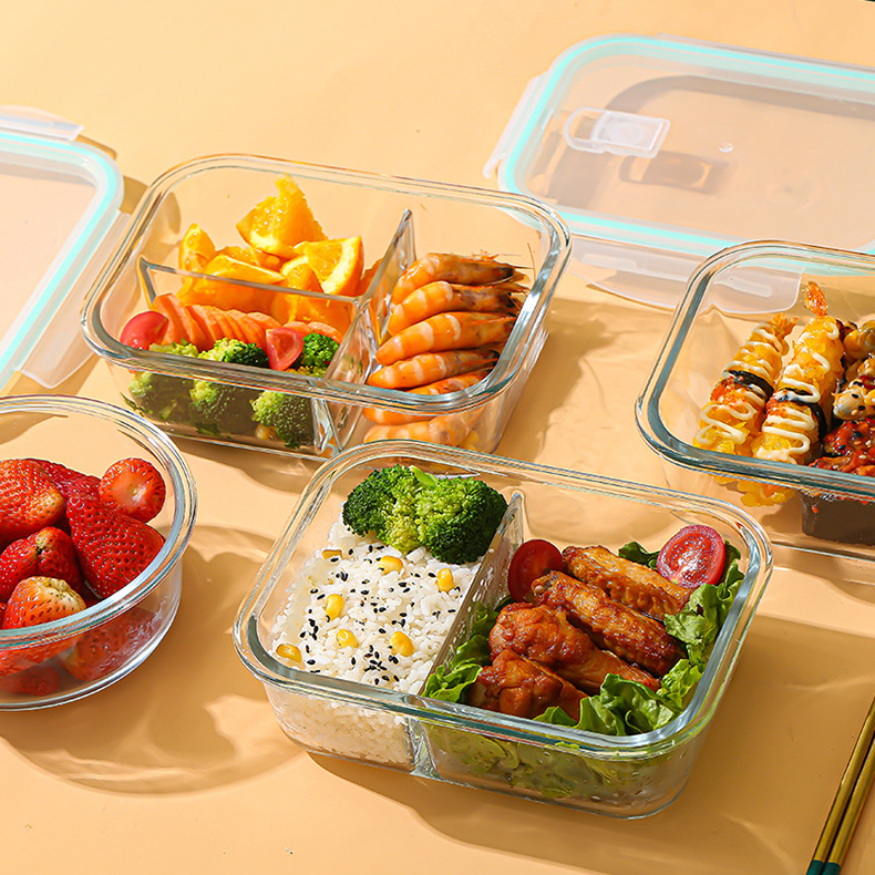 Meal Prep Jar - ガラス製鮮度保持容器 高硼珪酸耐熱電子レンジ対応弁当箱 冷蔵庫専用密閉ボウル 食品保存容器