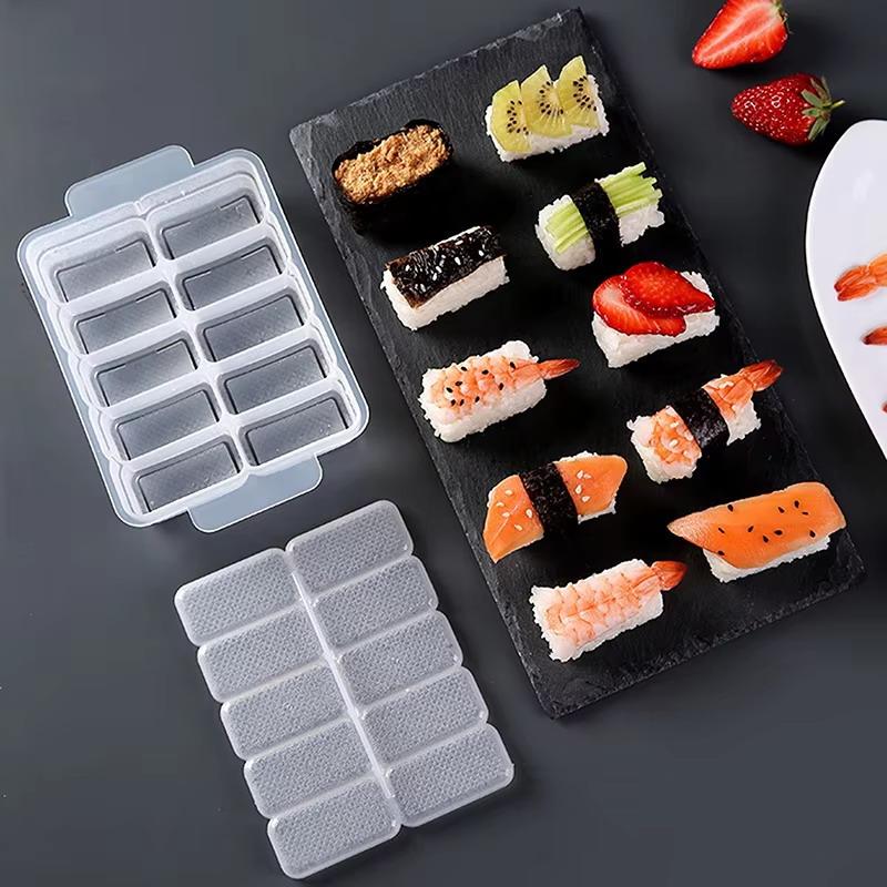 Meal Prep With Rice - 新しい10個取りおにぎり型、蓋付きノンスティックPPクリア容器、寿司、三角おにぎり、弁当の作り方用