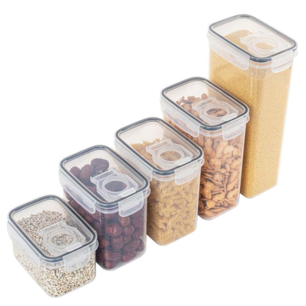 Meal Prep Jar - 密封されたプラスチック食品収納ボックスシリアルキャンディ乾燥瓶蓋付き冷蔵庫ストレージタンクコンテナ家庭用品キッチンオーガナイザー
