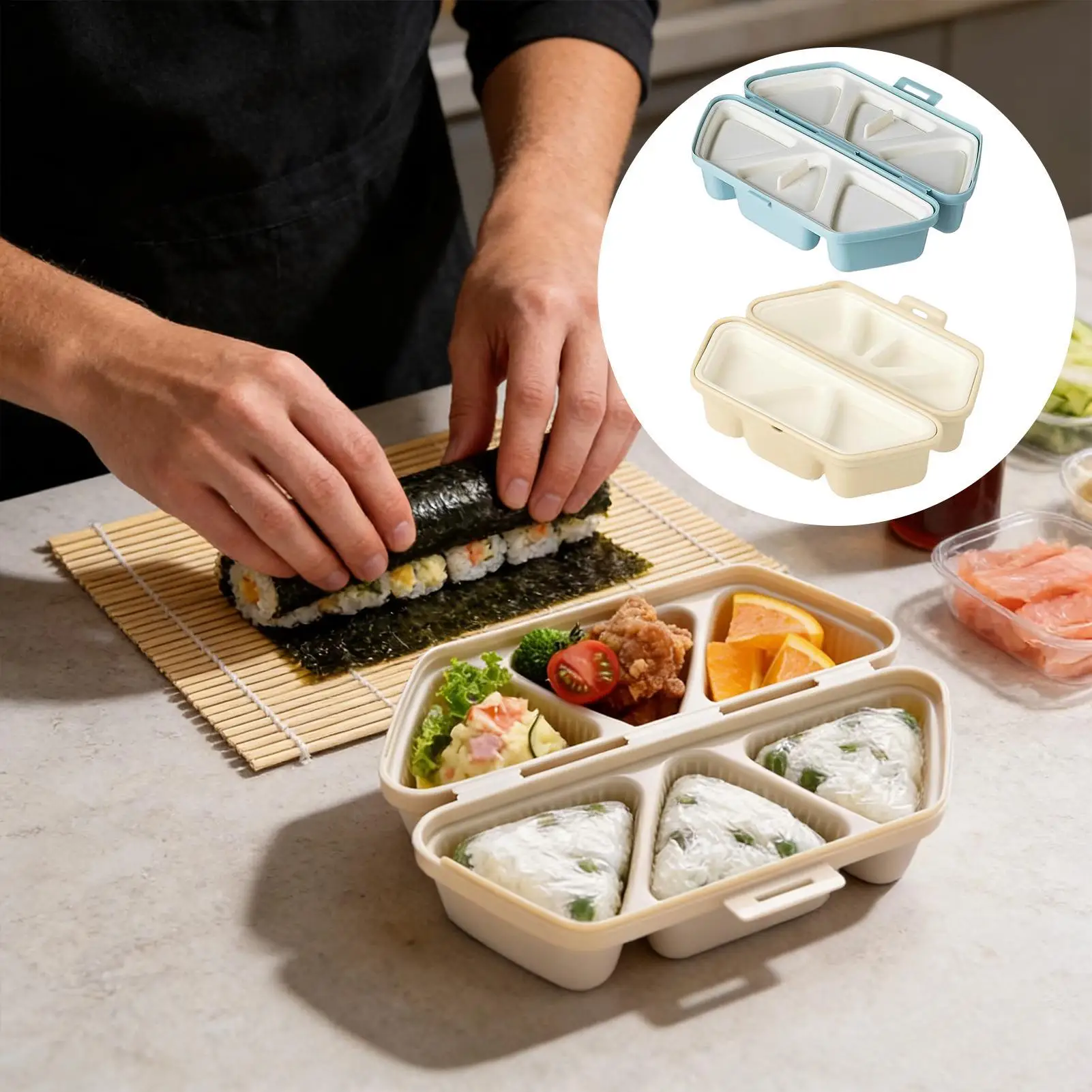 Meal Prep With Rice - 寿司型メーカー 6個取り三角形おにぎり型 弁当箱ツール ノンスティック キッチンガジェット 料理の準備