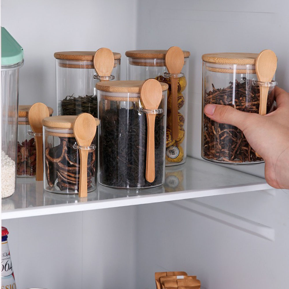 気密性のある食品保存用プラスチック容器、木製スプーンと蓋付き - Meal Prep Jar のレビューと価格
