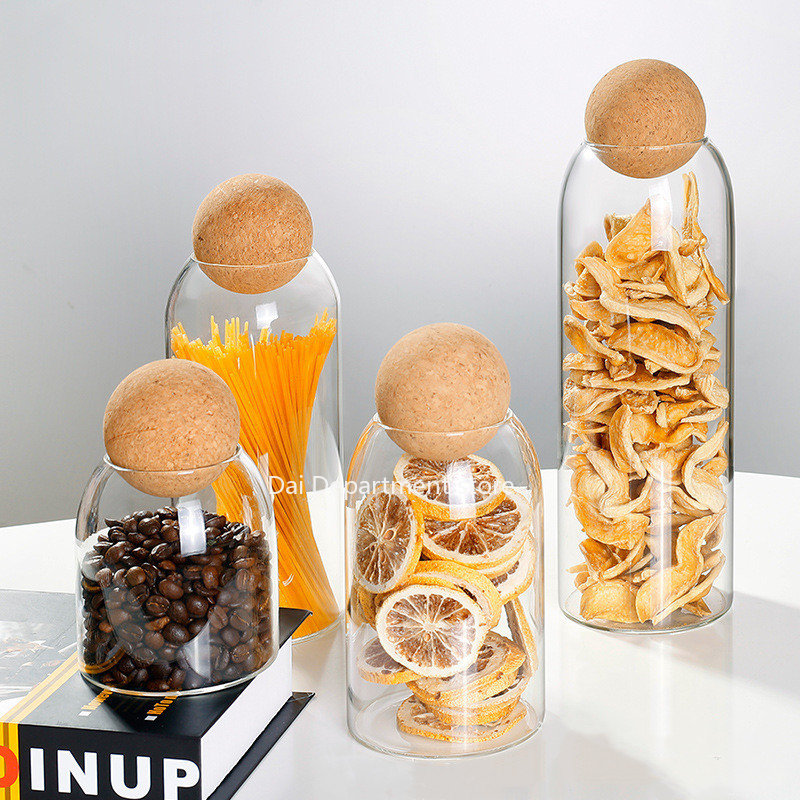 透明な実用的な木製コルクガラス収納ボトルビールコーヒーコルク - Meal Prep Jar のレビューと価格