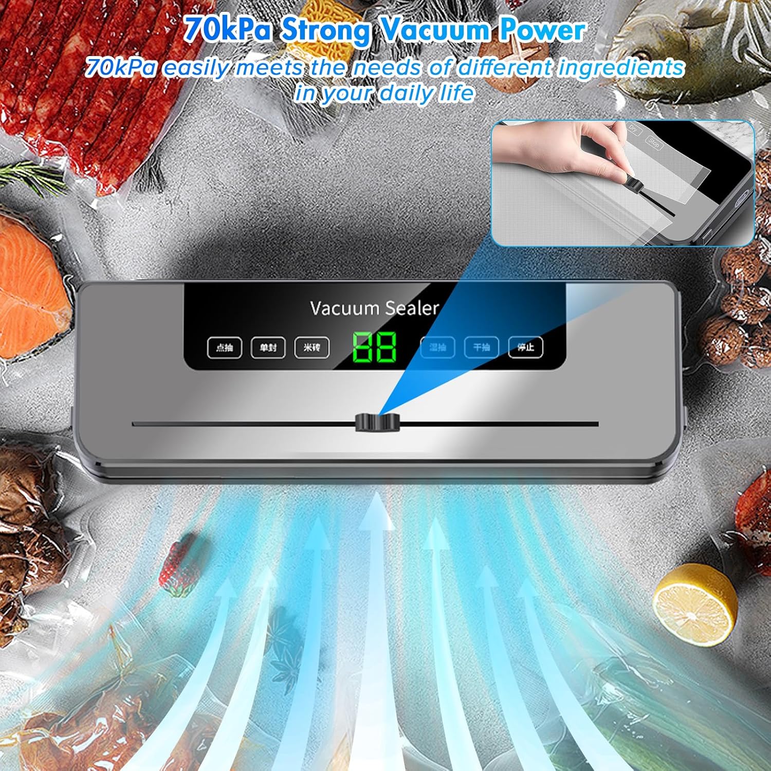 真空シーラー機 10枚のバッグ内蔵 カッター付き 自動食品シ - Meal Prep Vacuum Seal のレビューと価格