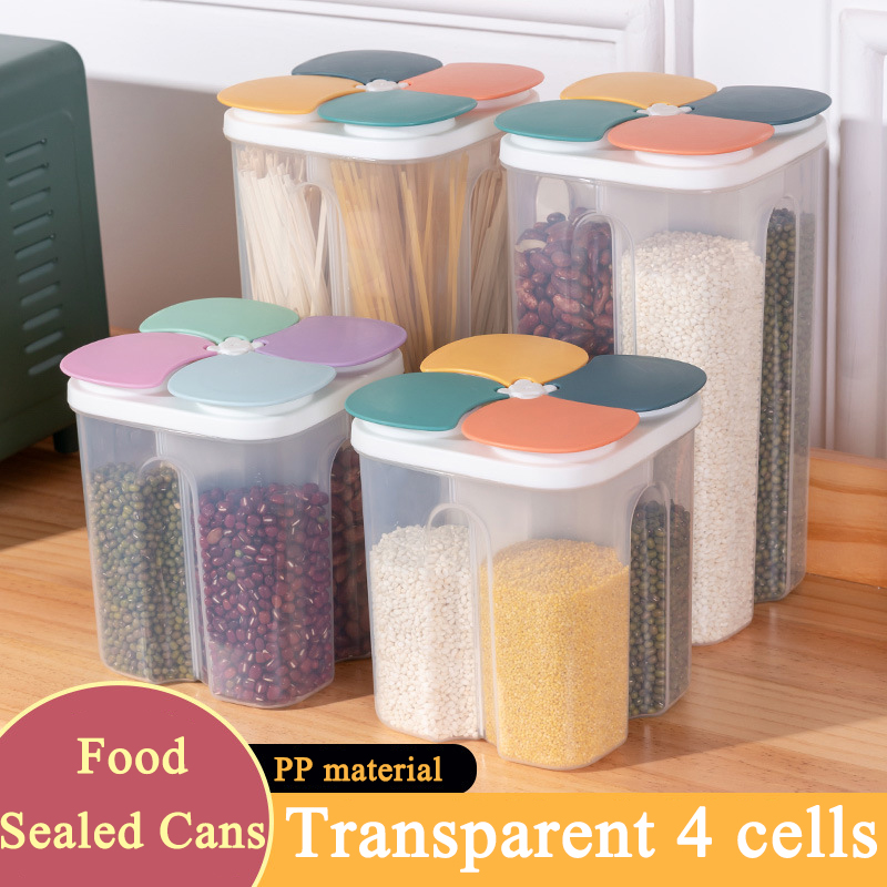 キッチンシリアル収納ボックスプラスチック4グリッドシリアル密 - Meal Prep Jar のレビューと価格